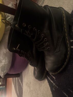 Dr Martens Black High-Top Black Leather with Black Eyelets
